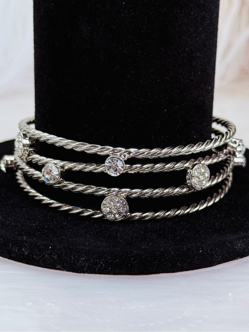 Vintage Silvertone bling Cookie Lee cuff bracelet